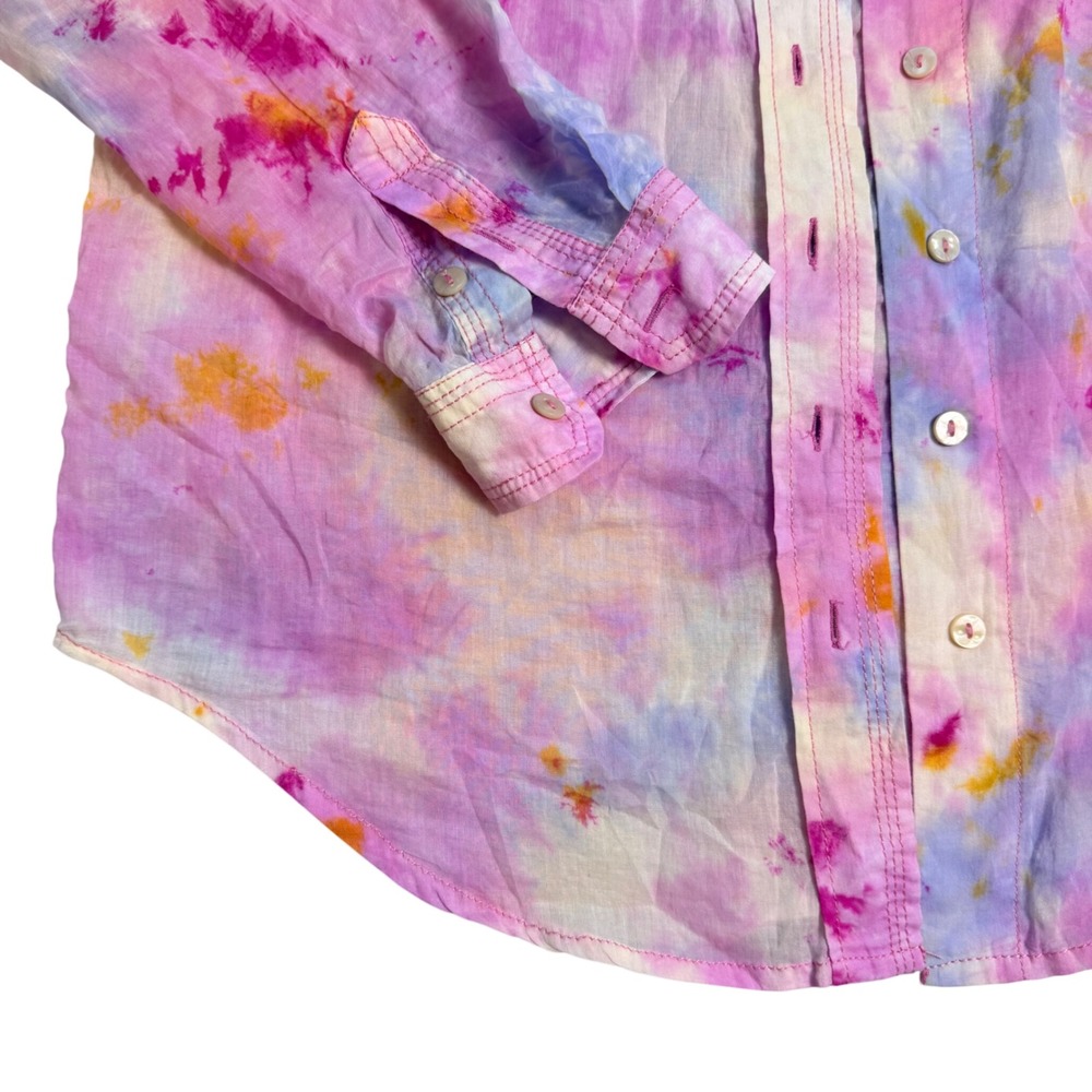 Anthropologie Pilcro Pastel Tie Dye Button Down Shirt Womens S 100% Cotton Boho - Picture 11 of 13